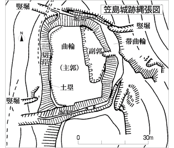 画像：笠島城跡縄張図