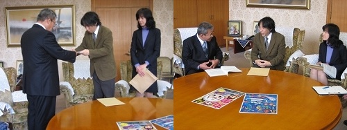 写真左、左から市長、鹿子嶋会長、高木副会長の画像