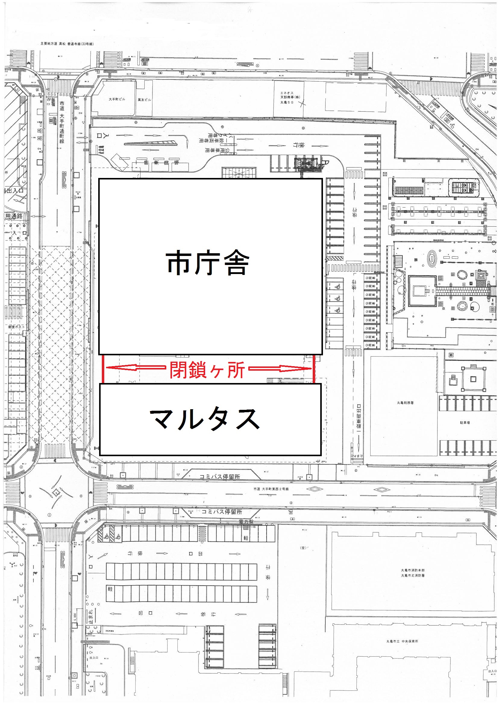 市庁舎敷地の一部を夜間閉鎖しますの画像