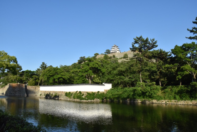 新緑のお濠と丸亀城