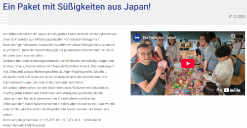 ロバート・シューマン・ヨーロッパ学校にお菓子が届きました