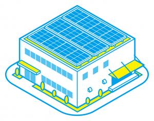 太陽光設置された事業所のイラスト