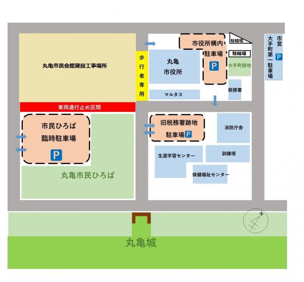 丸亀市役所周辺案内図の画像
